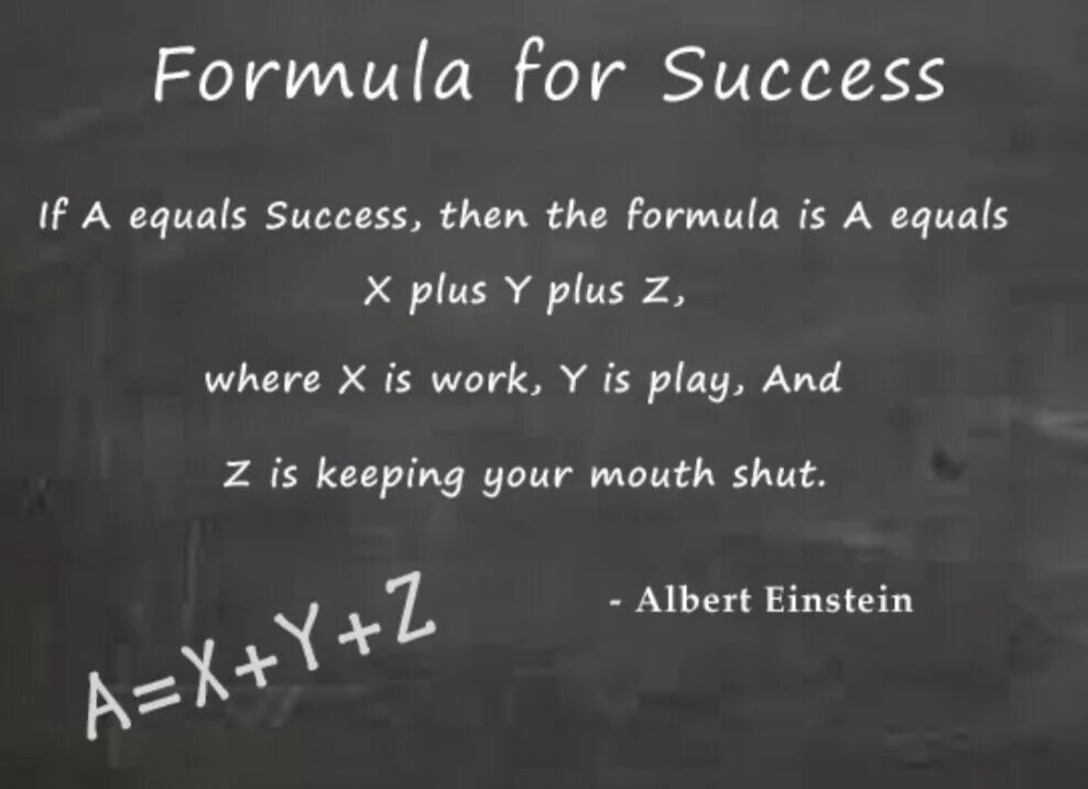 The play was a success. The formula for success. einstein success is. success equals. liaze x equal.