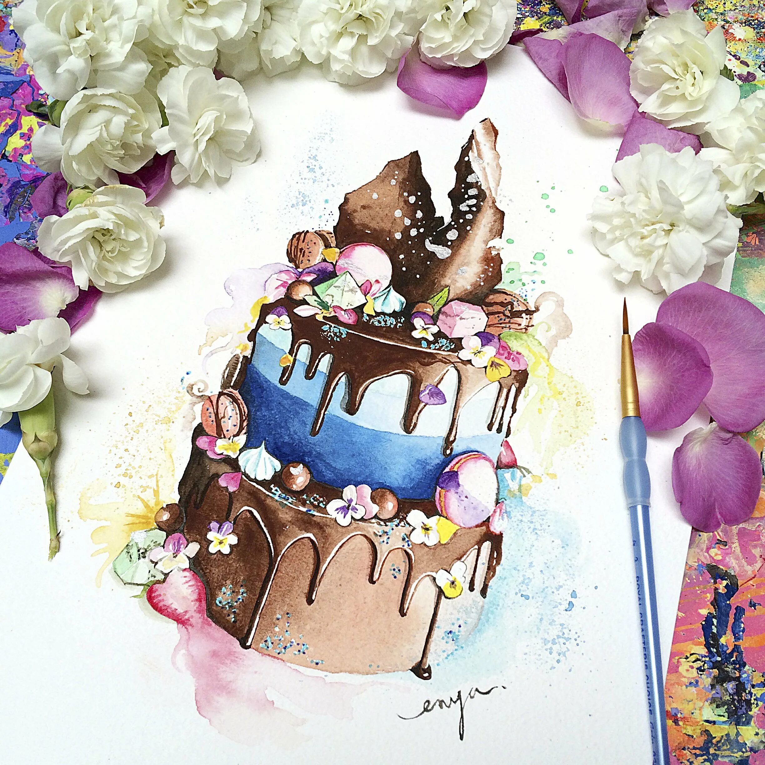 Акварельный торт. Акварельный торт с днем рождения. Акварельный торт для девочки. Торт с акварельными цветами.
