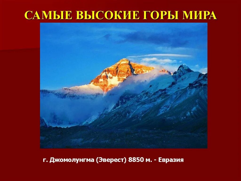 Укажите самую высокую горную вершину. Самая высокая гора. Самая высокая гора в мире. Название самой высокой горы в мире.