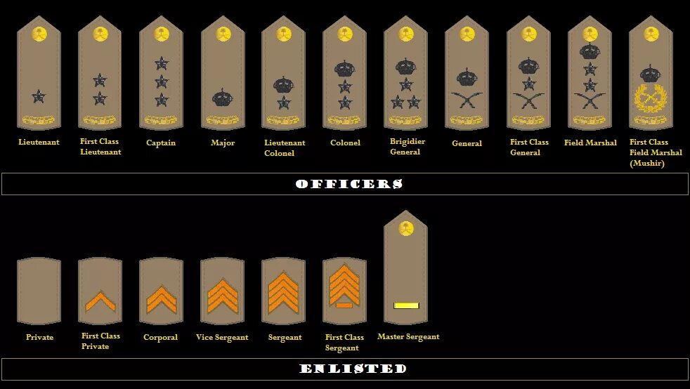 Погоны армии Саудовской Аравии. Знаки различия армии Саудовской Аравии. Звания SWAT. Воинские звания Саудовской Аравии.
