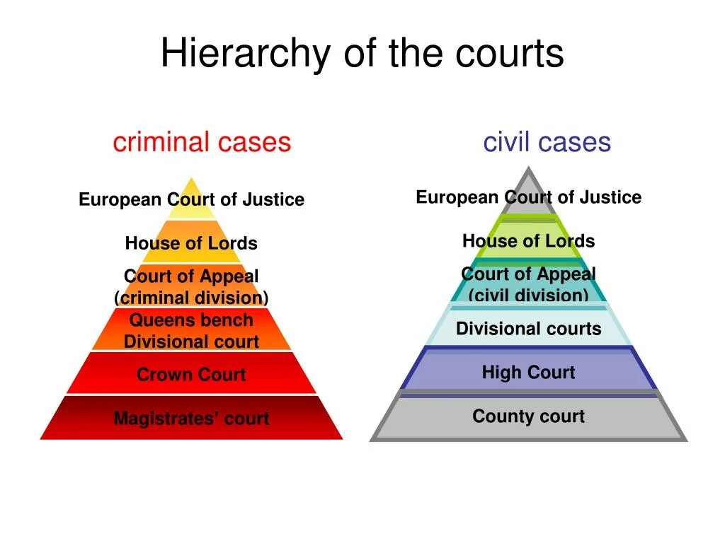 The courts they have the. Judicial precedent. hierarchy of law. the hierarchy of judges. racial hierarchy.