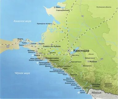 Ольгинка на карте черноморского побережья краснодарского края