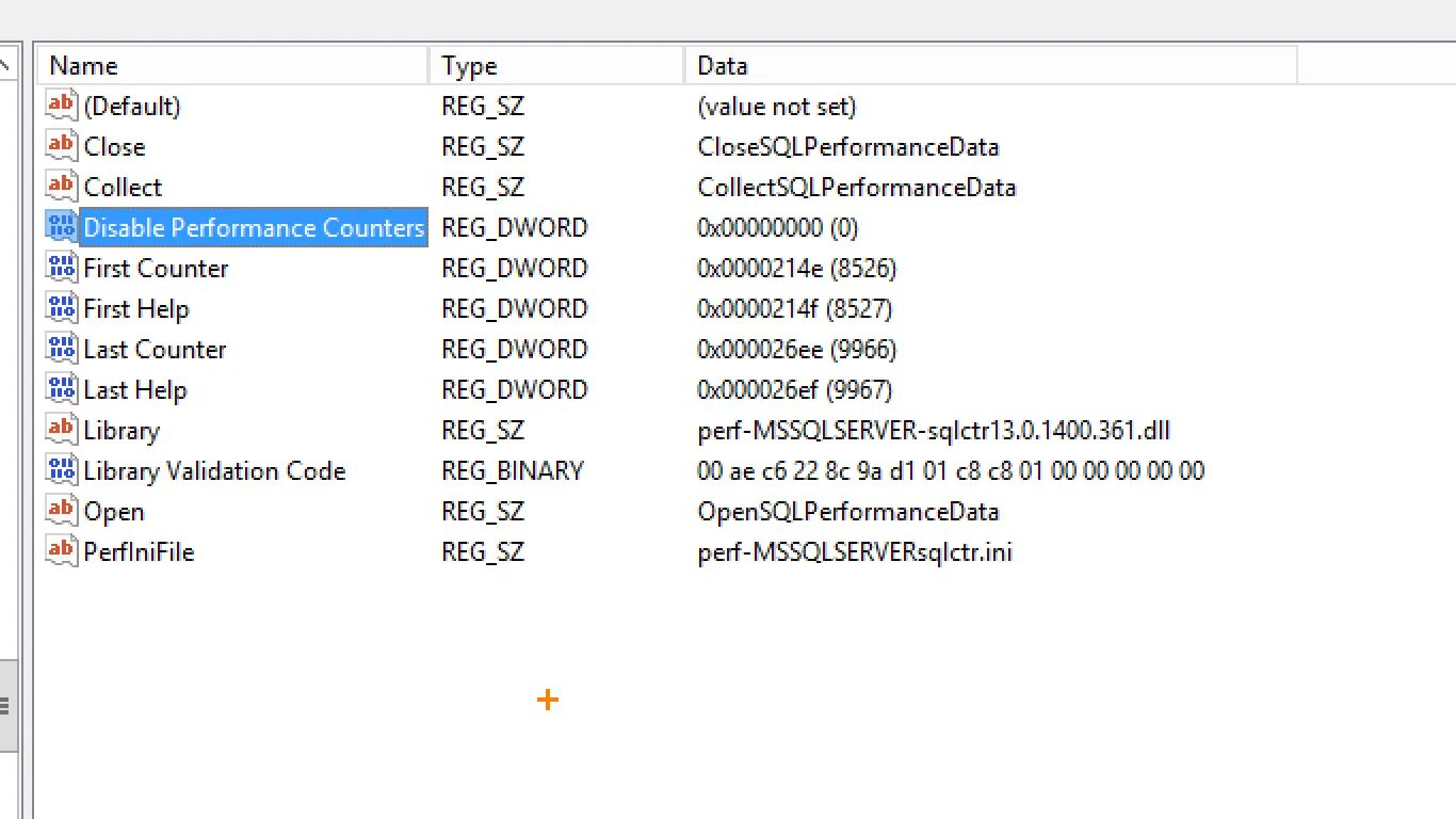 Disable performance counter. Dword тип данных. sql performance. reg code. sql perform counters.