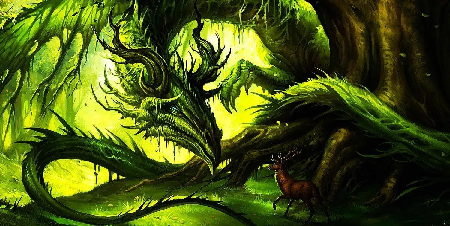Рисунок зеленого деревянного дракона. Лесной дракон. Лесной дракон арт. Дракон в лесу. Король леса дракон.