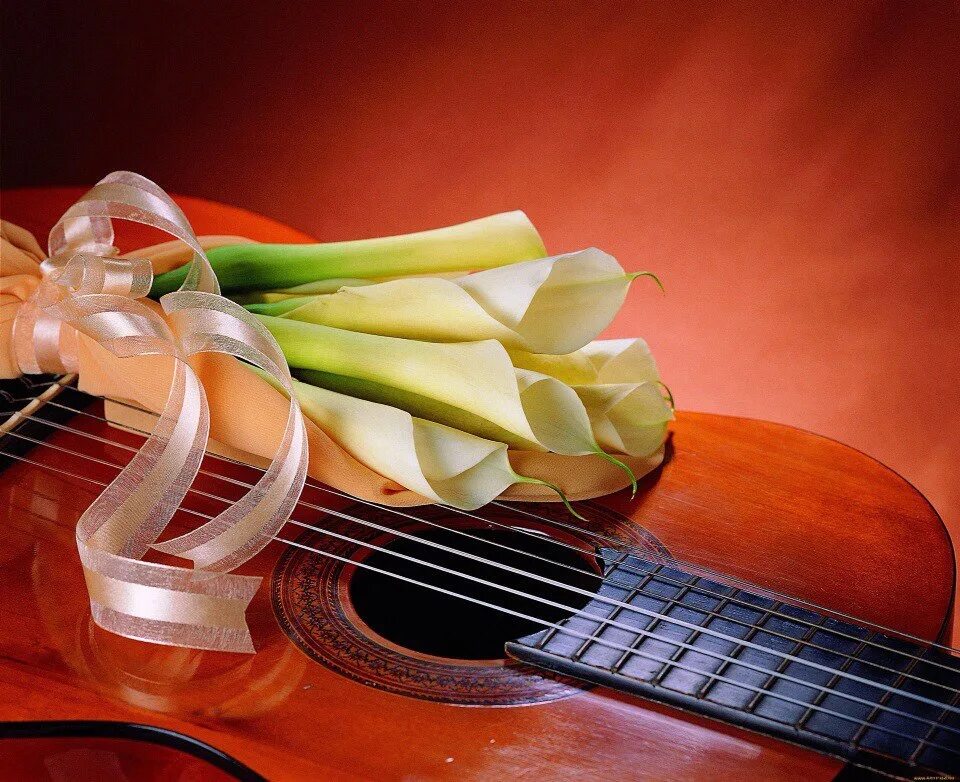 Музыка цветов мп3. Цветы для музыканта. Музыкальные инструменты и цветы. Гитара и букет цветов. Музыкальный цветок.