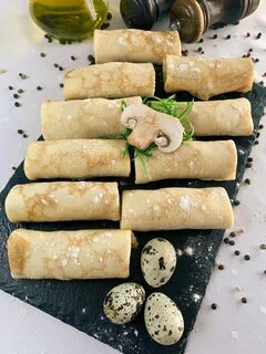 Блинчики с грибами и яйцом