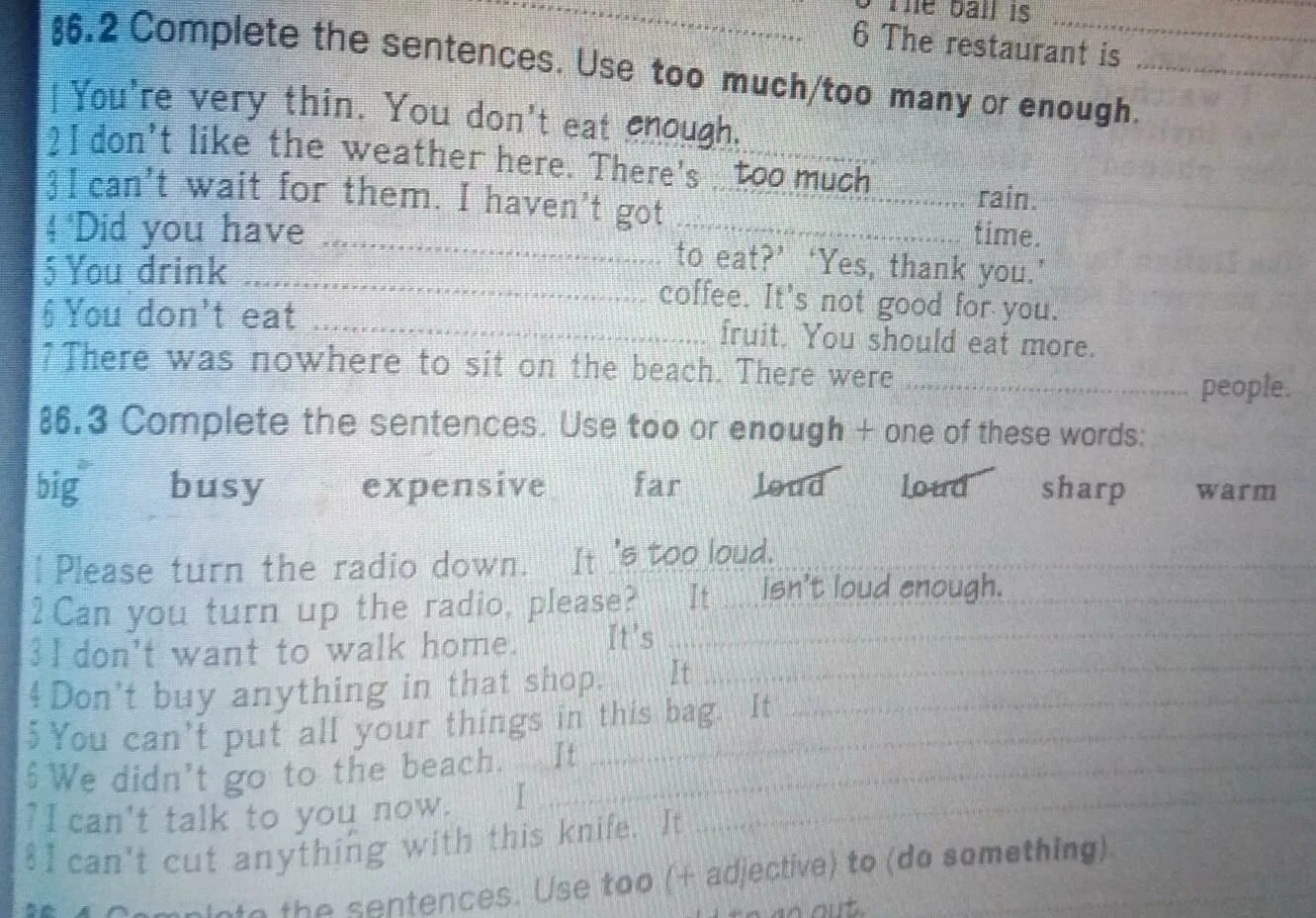Answer the questions using too. Answer the questions using too