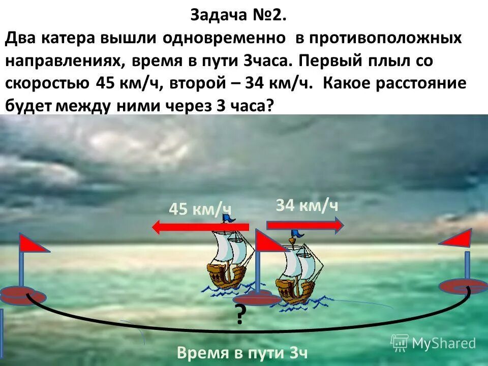 В обратном направлении то есть. Задача два катера. Решение задач на движение по воде. Задачи на движение по воде Пристань. Расстояние между катерами.