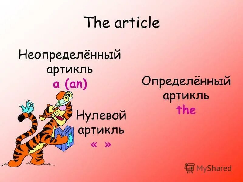 Английский тема артикль