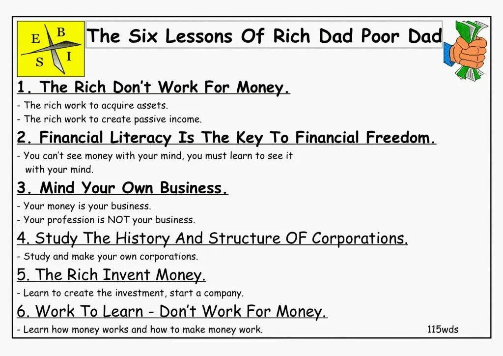 Six lessons. Rich dad poor dad. Robert Kiyosaki Rich dad poor dad. Rich dad poor dad презентация.