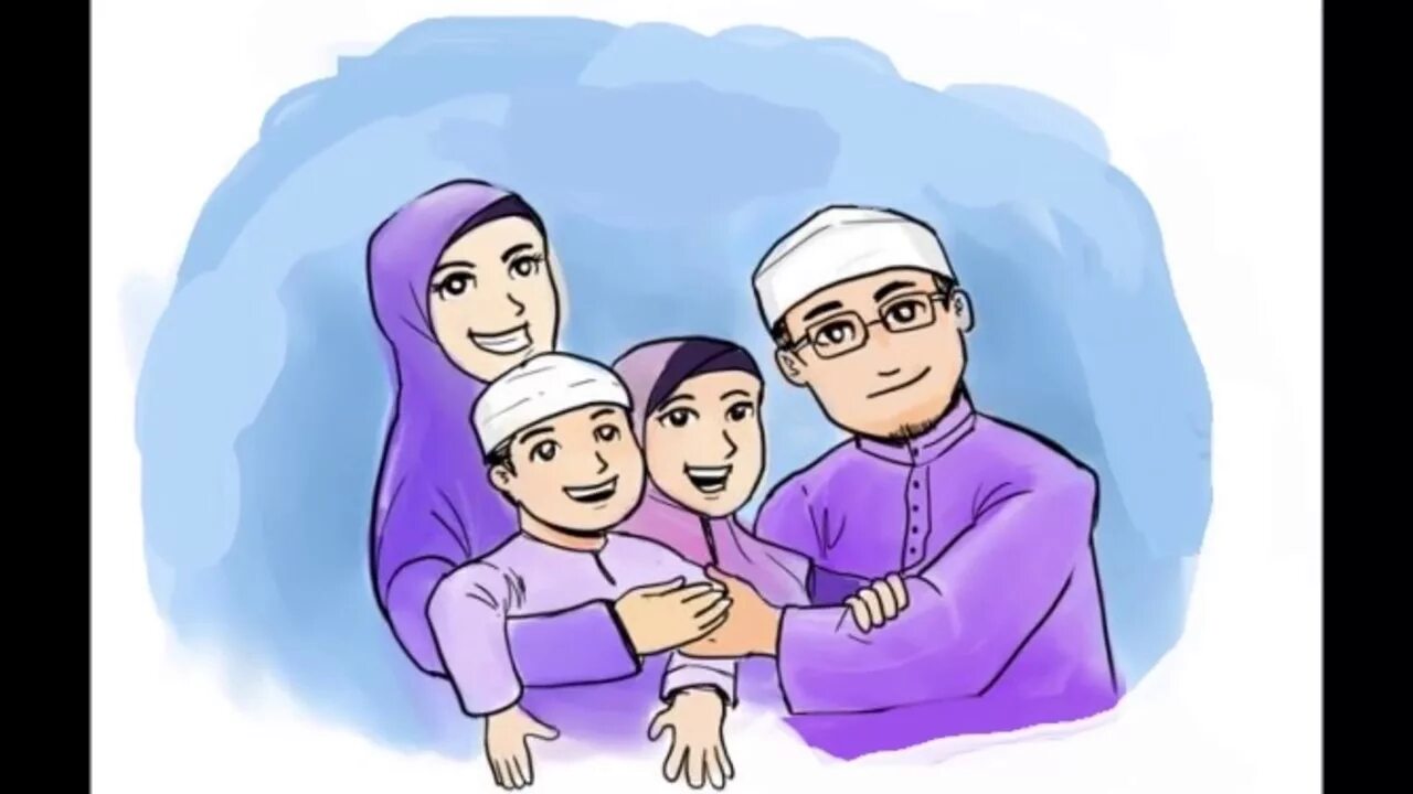 Родители мужа в исламе. Мусульманская семья. Мультяшный мусульманская семья. Исламские рисунки. Счастливая мусульманская семья.