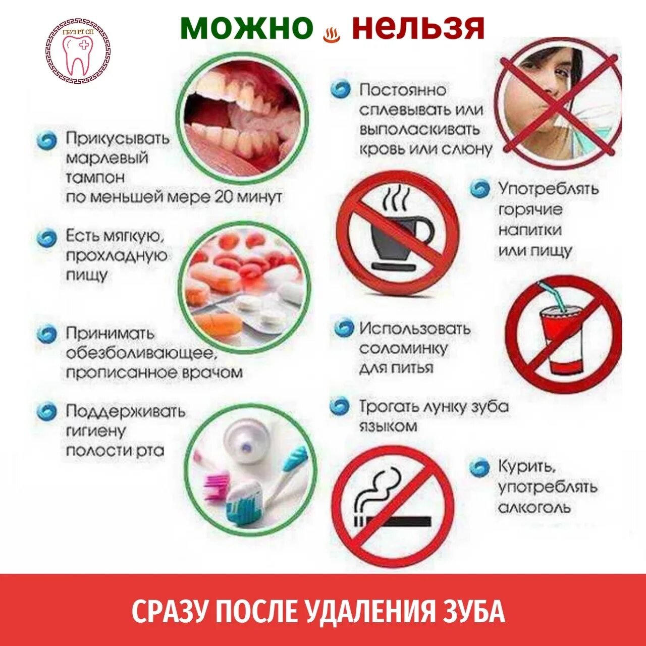 Что можно и нельзя 15 апреля. Что не рекомендуется делать после удаления зуба. Рекомендации после удаления зуба. Что нельзя делать после удаления зуба. Памятка после удаления зуба для пациента.