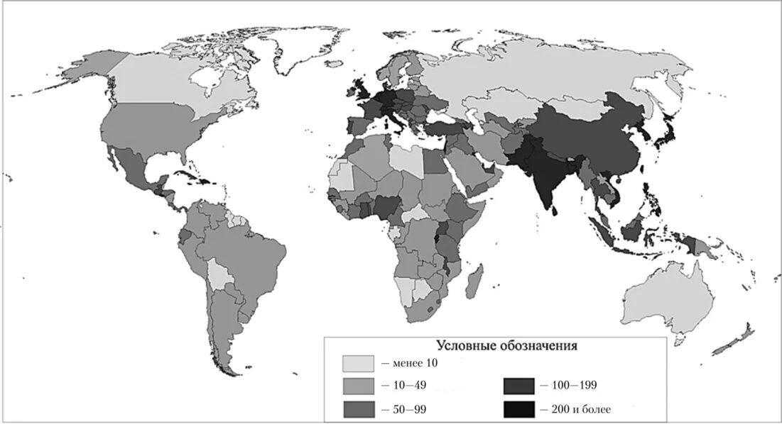 Средний показатель плотности стран. Плотность населения в мире по странам на карте.