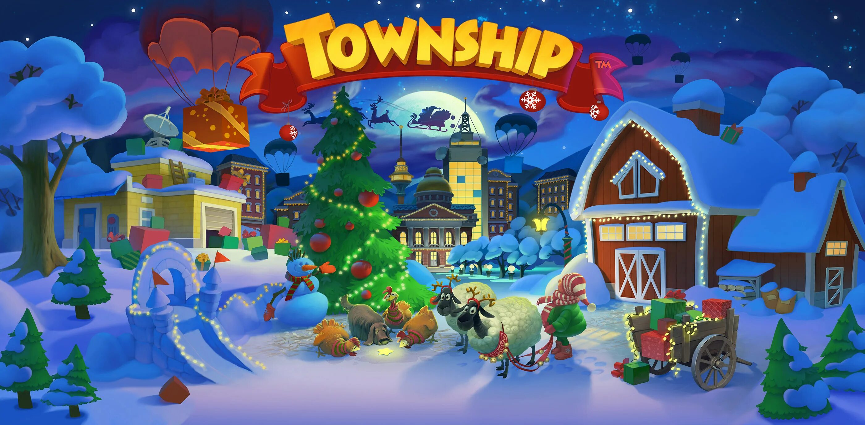 Игра город подарков. Игра ферма Township. Township - город и ферма (Playrix). Township зима. Новогодние игры.