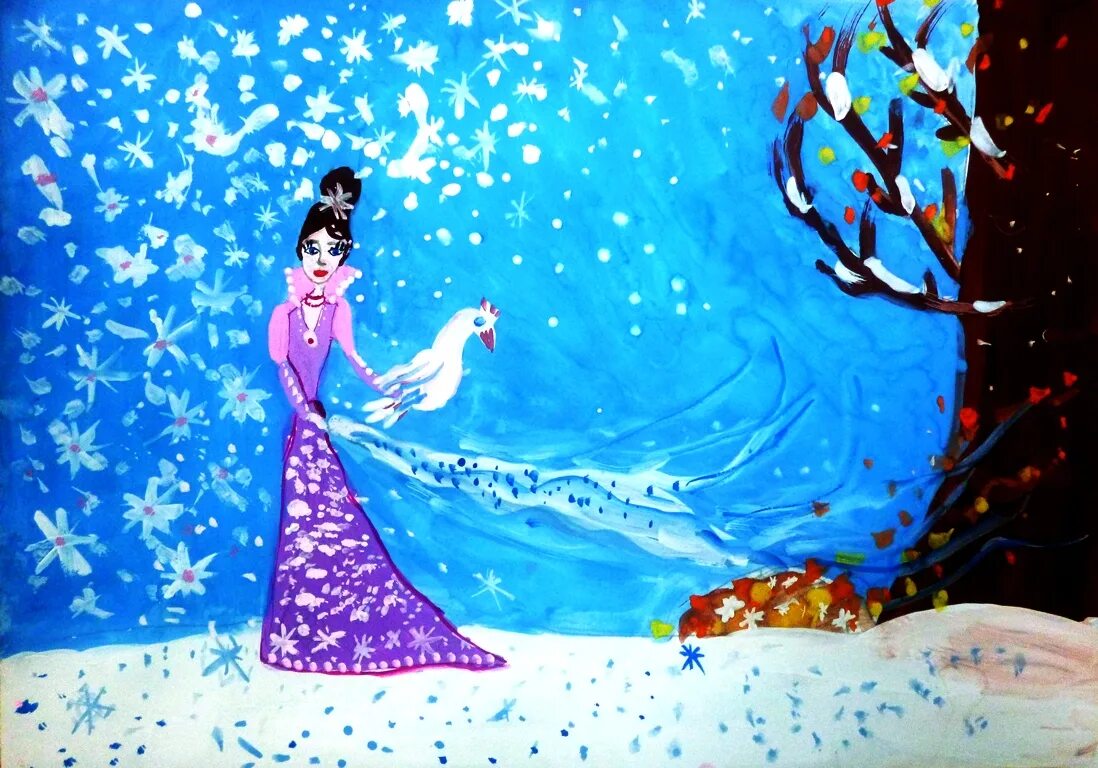 Конкурс рисунков зима волшебница. Детский рисунок волшебница зима. Встреча зимы детские рисунки. Рерих снегурочка. Детские рисунки на тему волшебница зима.