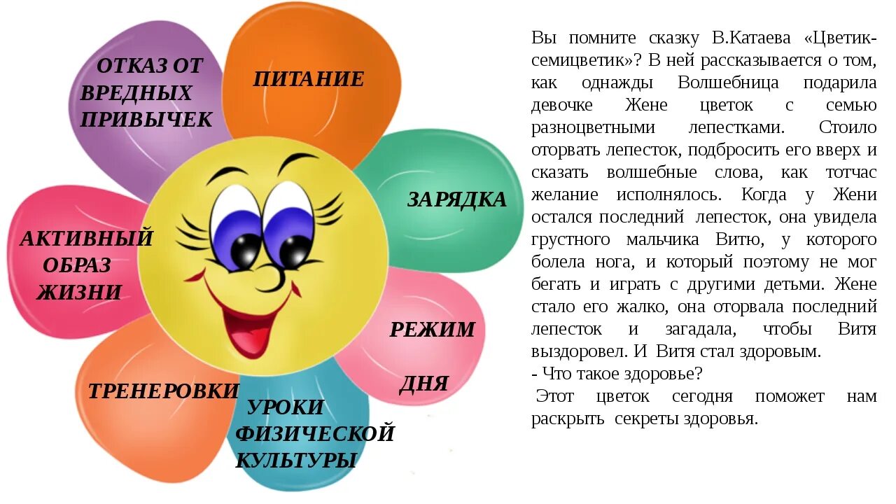 Классный час здоровье 4 класс. Здоровый образ жизни цветок здоровья. Здоровый образ жизни для дошкольников. Игровая программа цветок здоровья. Цветок здоровья картинки для детей.