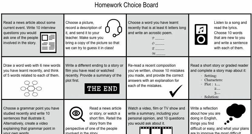 Read the summary of the text. Homework choice board. задания для homework choice board. story to retell in english. how to retell a text in english.