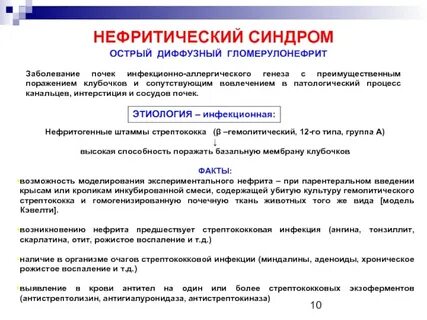 Основные синдромы гломерулонефрита
