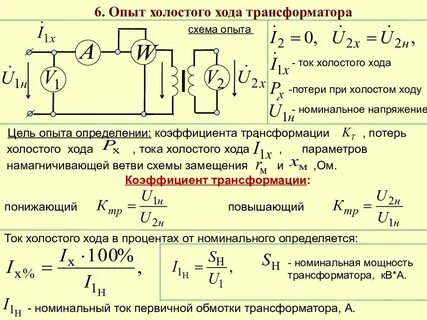 Режимы работы трансформатора короткое замыкание
