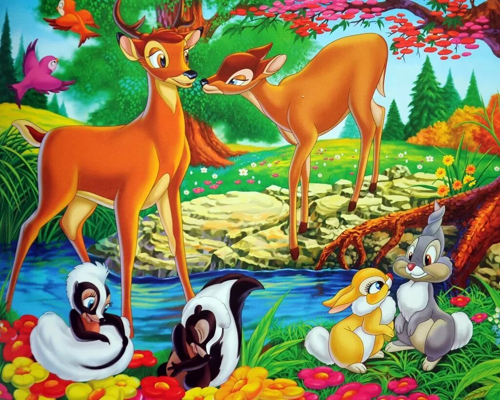 Жирафы для детей. Картина животное детский. Пазл 120 миди бемби. Мультяшные звери. Олененок бэмби и его друзья.