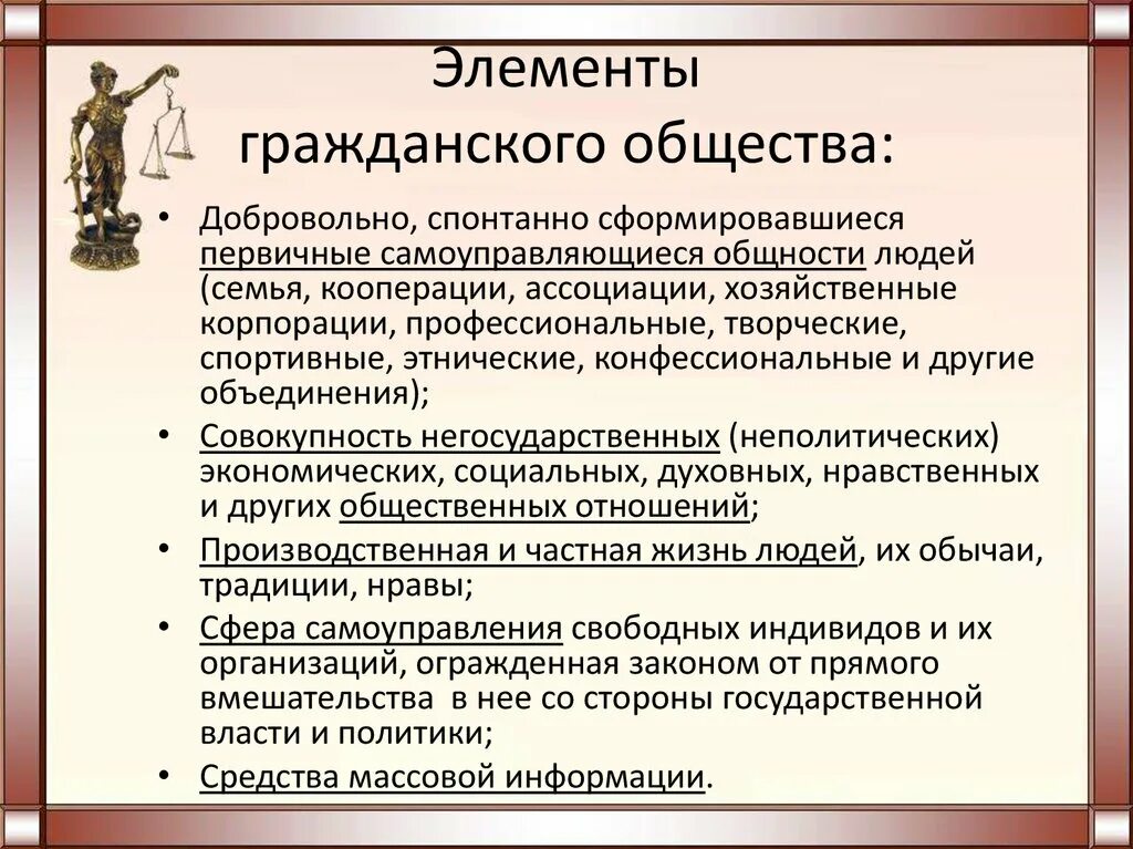 5 примеров гражданского общества. Элементы гражданского общества. Основные элементы гражданского общества. Элементы гражданского общества в России. Элементы гражданского общ.