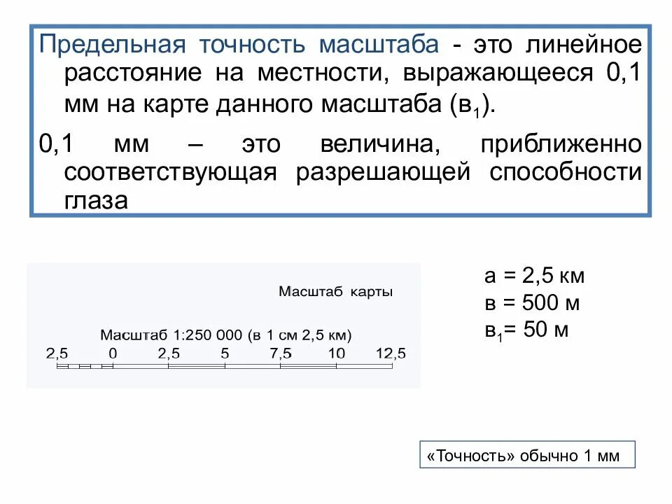 Предельная точность масштаба 1 10000. Точность масштаба 1 500. Расчет точности масштаба. Определение предельной точности масштаба.