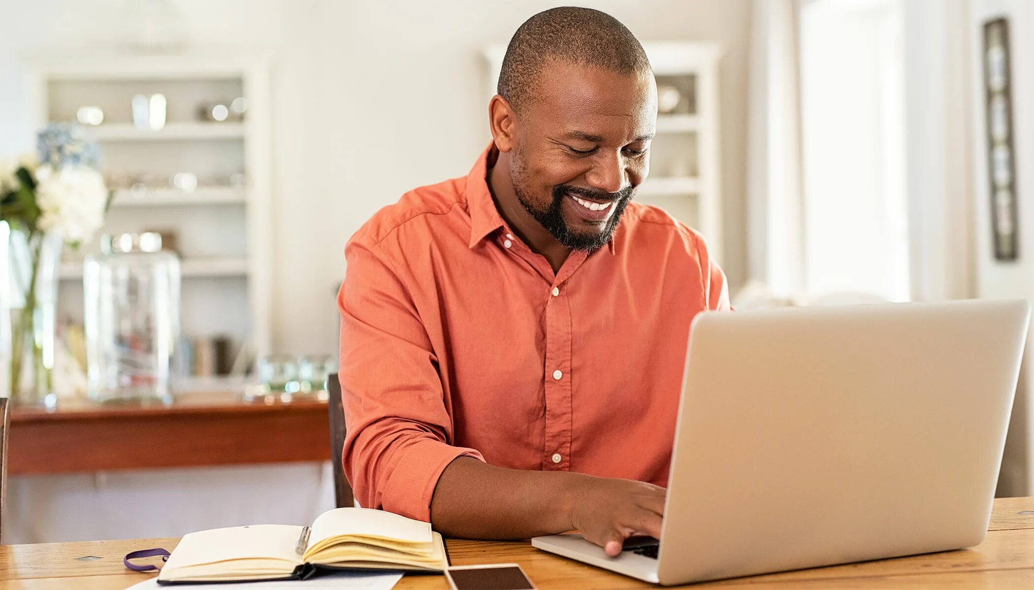 When you work at home. Black man. Working at Home. Black Laptop working Happy. Man with Laptop.