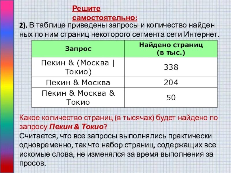 В таблице показаны количество напечатанных. В таблице приведены запросы. запросы и количество страниц. запросы и количество найденных по ним страниц некоторого сегмента. найти количество страниц по запросу.