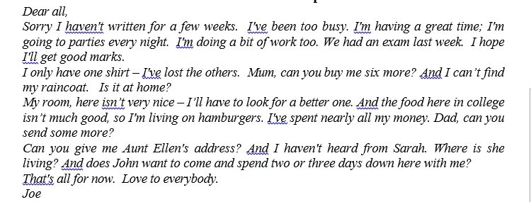 He said that he a new. In his Letter. Few weeks or a few weeks. In this Letter Joe said he was. He said that he had.