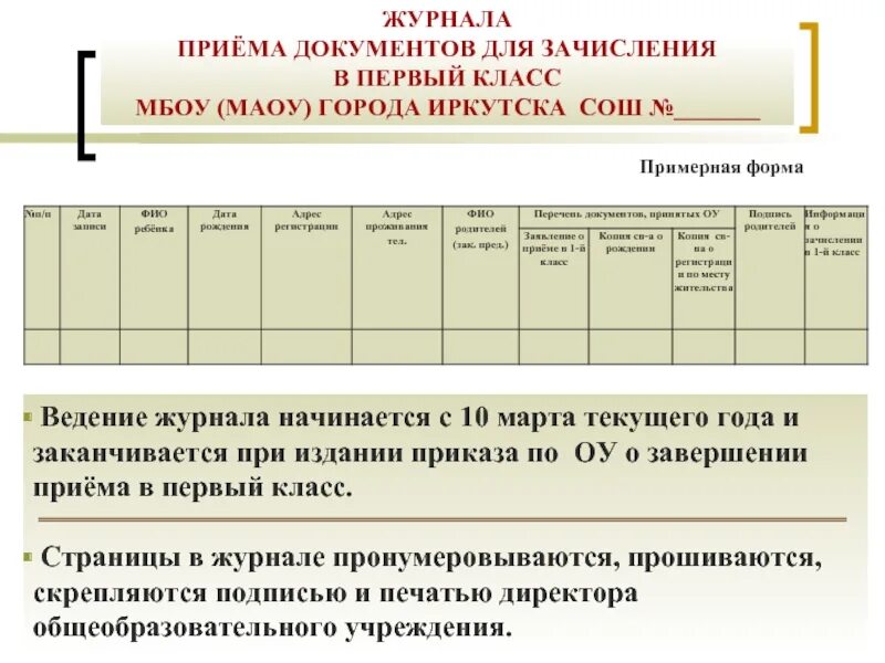 Образец журнала заявлений. Журнал регистрации приема документов в 1 класс 2021. Журнал регистрации заявлений родителей о приеме в школе. Журнал приема в первый класс. Журнал регистрации заявлений в 1 класс.