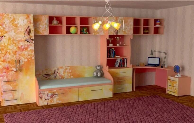 Мебель в комнату в новосибирске. Детская стенка Юниор 2 Немо. Мебель для девочки в комнату. Детский гарнитур для школьника.