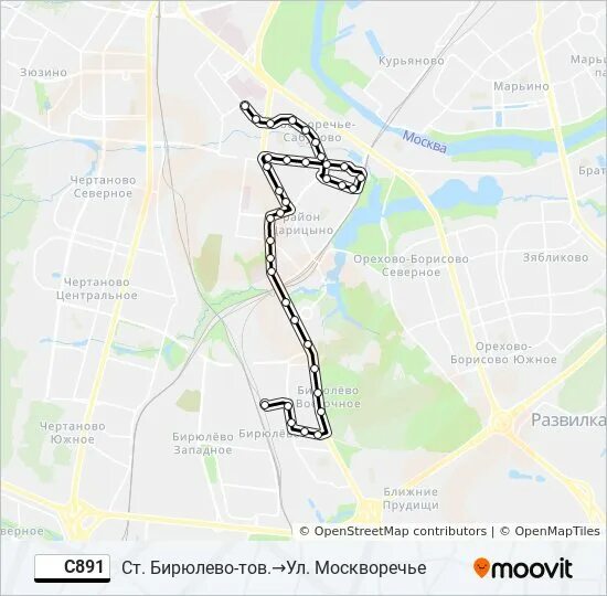 Маршрут автобуса 891 с остановками на карте. Карта остановок  Бирюлево. Маршрут 891 Москва автобус остановки. С891 автобус. Расписание автобуса 921 бирюлево западное царицыно