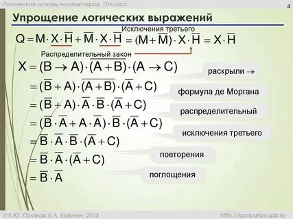 Упростите логические формулы информатика