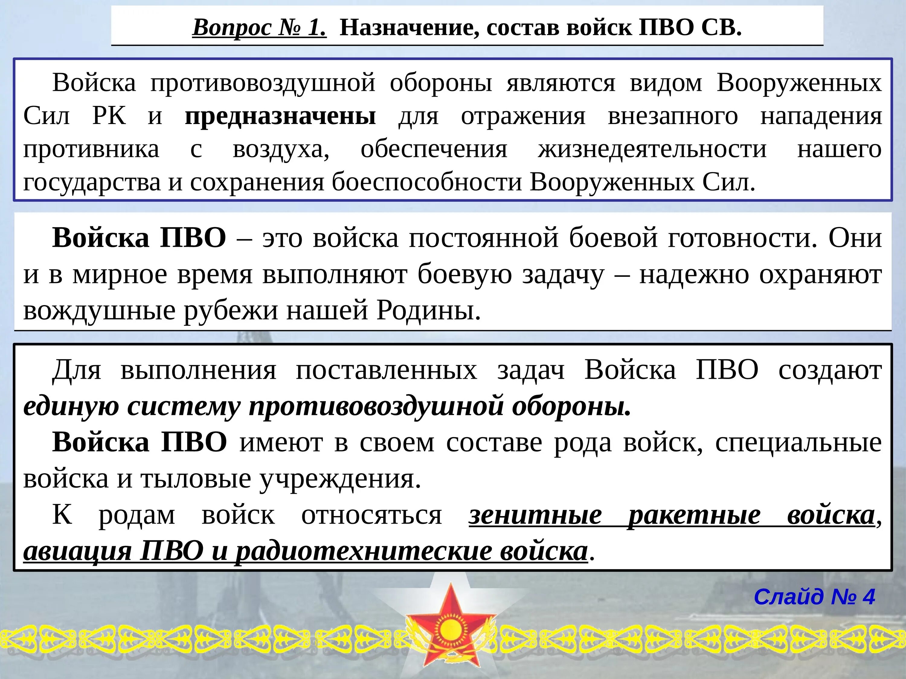 Состав и назначение вооруженных сил сообщение