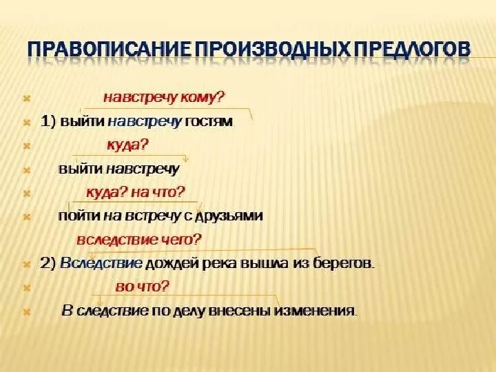 Правописание производных предлогов навстречу. 1. Правописание производных предлогов.. Правописание предлога навстречу. Производный предлог на встречу.