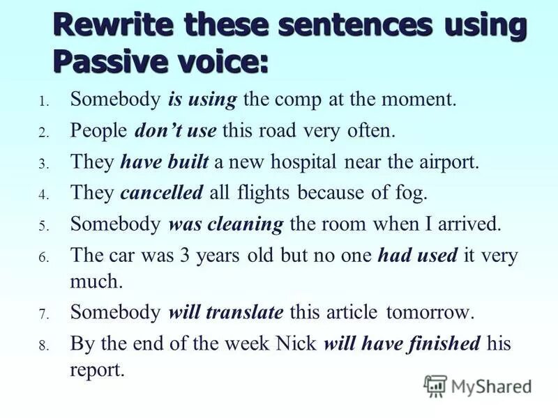 From sentences using the passive