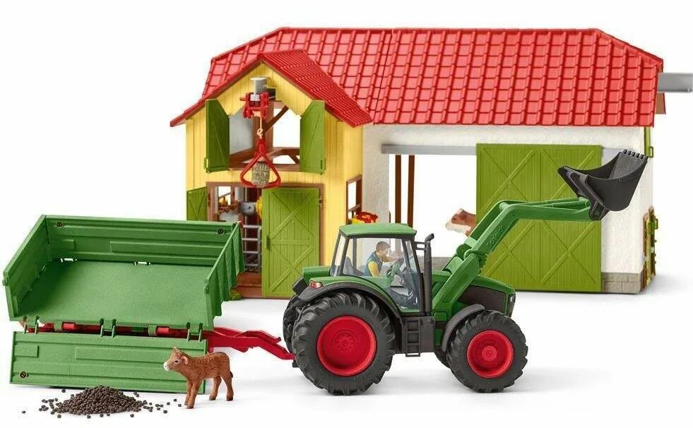 Игровой набор Schleich трактор с прицепом 42379. 42379 Schleich. Набор Schleich трактор с прицепом. Игровой набор трактор с прицепом и животными.