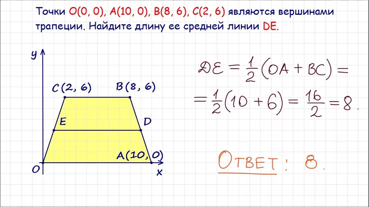 Найдите длину средней линии трапеции. Найдите длину её средней линии.. Вершины трапеции. Найдите длину её средней линии трапеции.