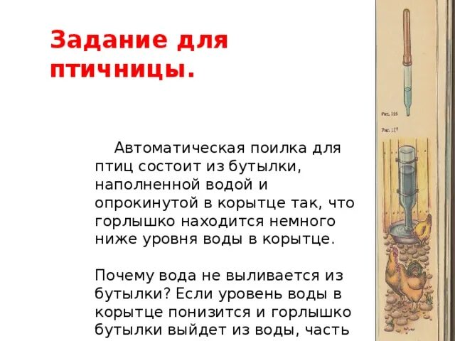 Напольная поилка для птиц состоит. Автоматическая поилка для птиц из чего состоит. Автоматическая бутылка для птиц состоит из бутылки наполненной водой. Поилка для птиц по физике. Почему бутылка наполнена водой