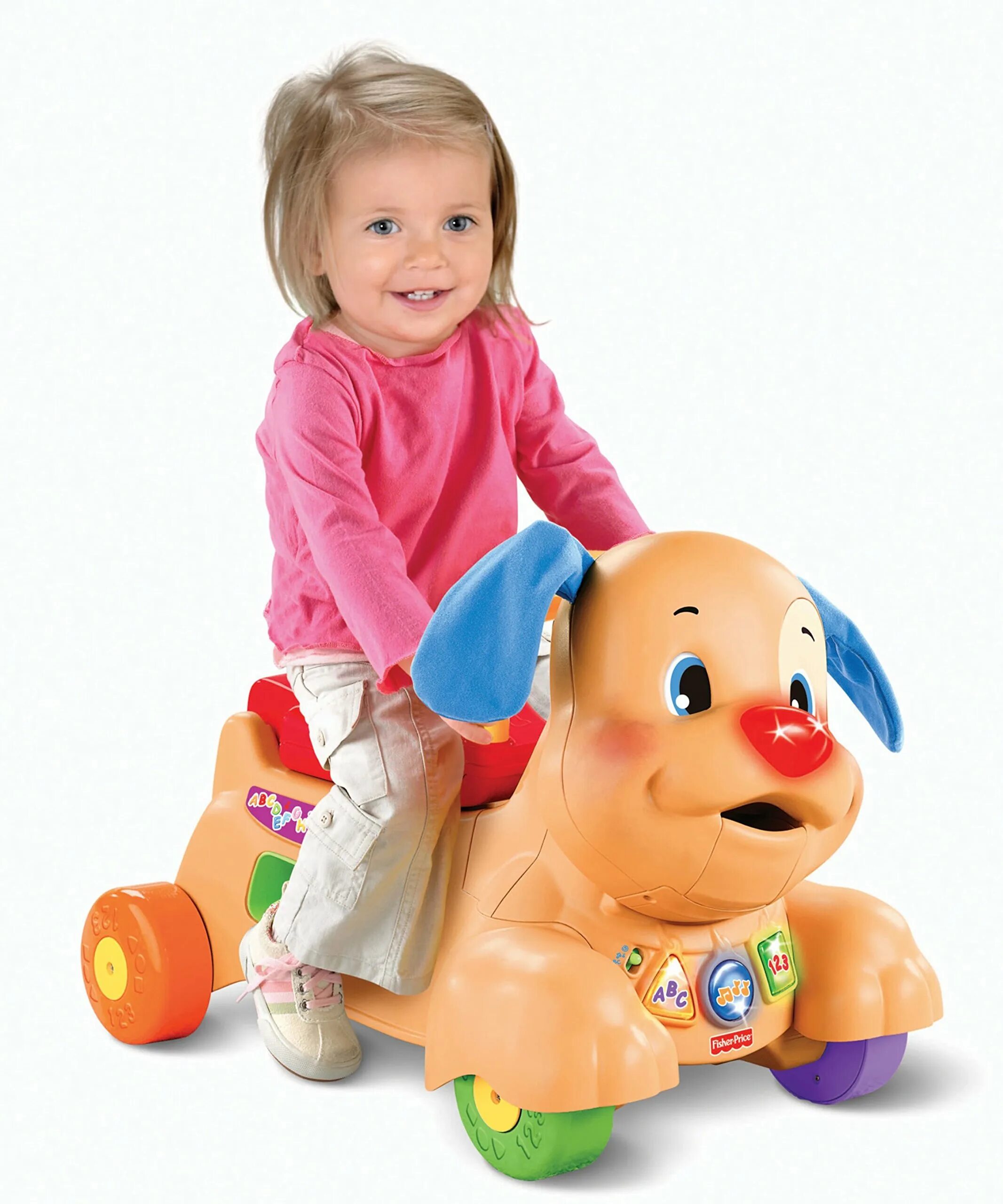 Покажи лучшие игрушки. Каталка щенок Fisher Price. Ходунки каталка Fisher Price щенок. Fisher Price собака каталка. Fisher Price веселый щенок.