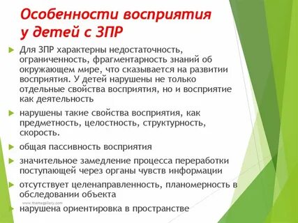 Восприятие зпр