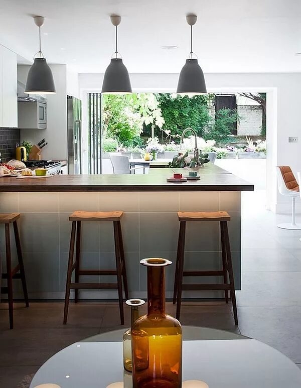 Neutral kitchen with wooden painted island Kitchen decorating Style at Home http