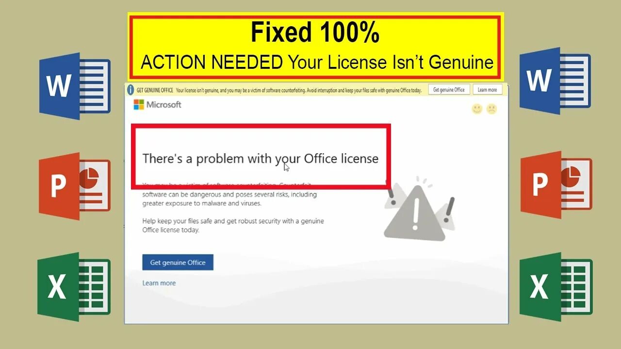 There is problem with software license. Office license.