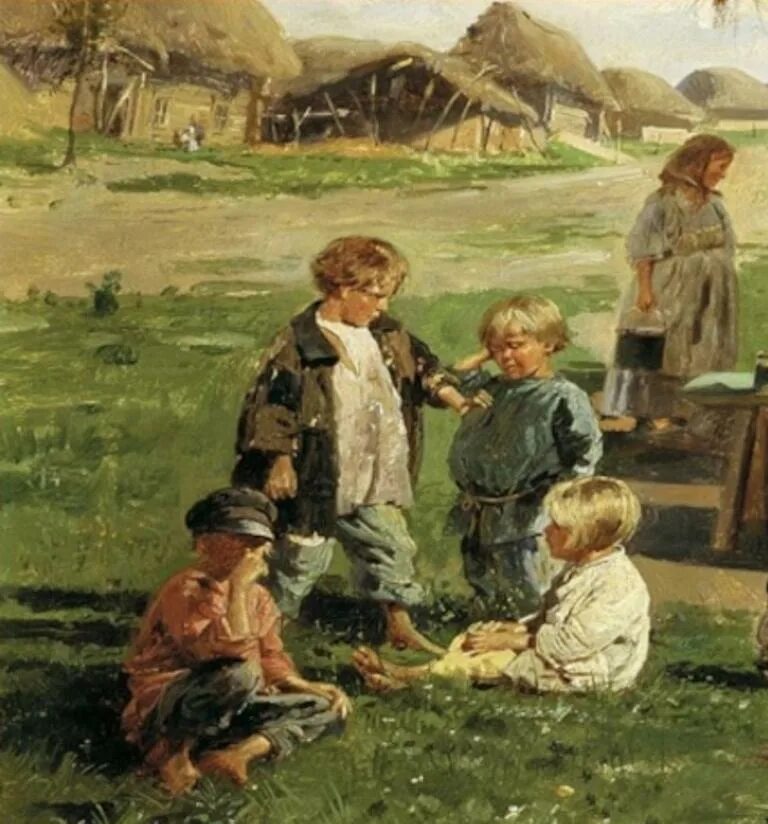 Произведение 19 20 на тему детства. Маковский живопись деревня крестьяне.