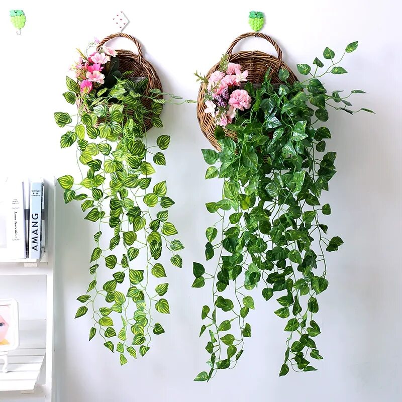 Fully Assembled Pothos Basket - Fake Hanging Plants - Miles Kimball Fake hanging