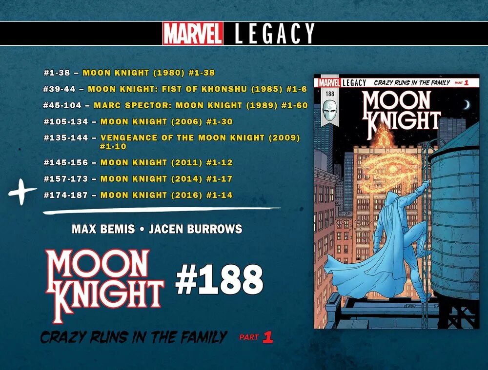 Legacy moon. Marvel legacy. spector books 1990.
