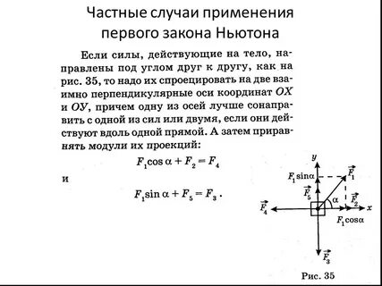 Второй закон ньютона на оси