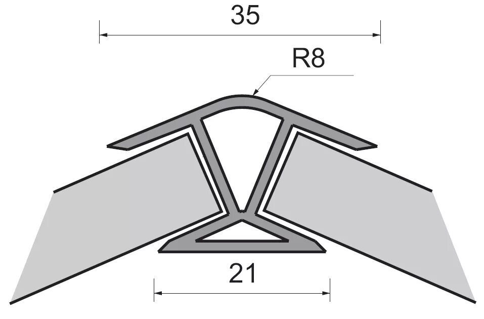 Угол 135* внешний 100 мм (Титан). Профиль соединительный для панелей угол 135. Профиль т-образный 135 градусов. Стыковочный профиль для ПВХ панелей 135 градусов.