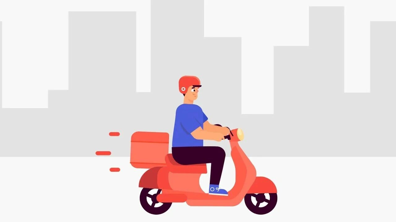 Delivery animation. Доставка анимация. Курьер на мотоцикле.