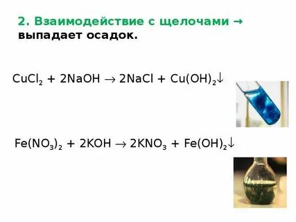 Взаимодействие хлорида меди 2